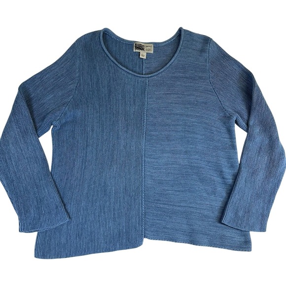 Habitat‎ Clothes To Live In Women's Knit Blue Sweater Artsy Boho Size Large